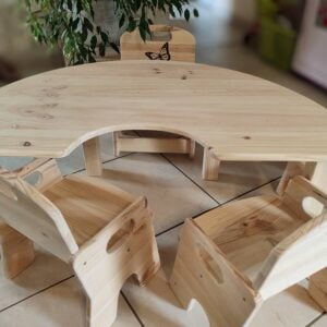 Ensemble Table Demi-Lune & Chaises Évolutives "Petits Explorateurs"